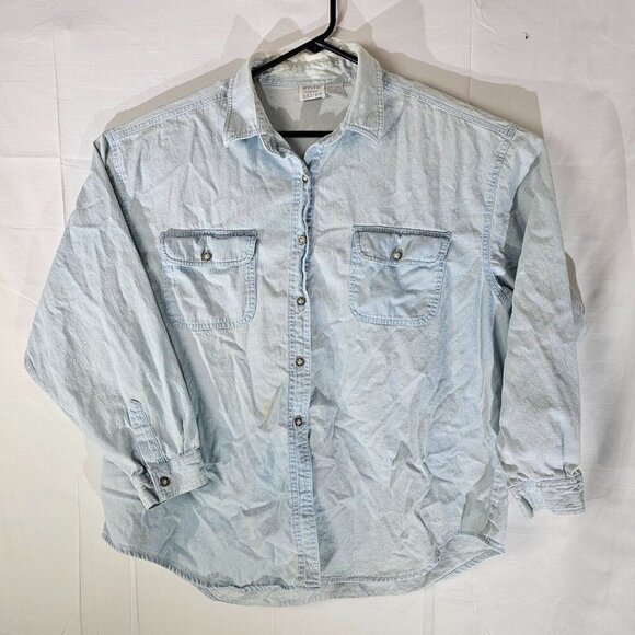 Mystic Blues Tops - READ Vintage Mystic Blues Button Up Shirt Womens 20W Plus Long Sleeve Denim 90s